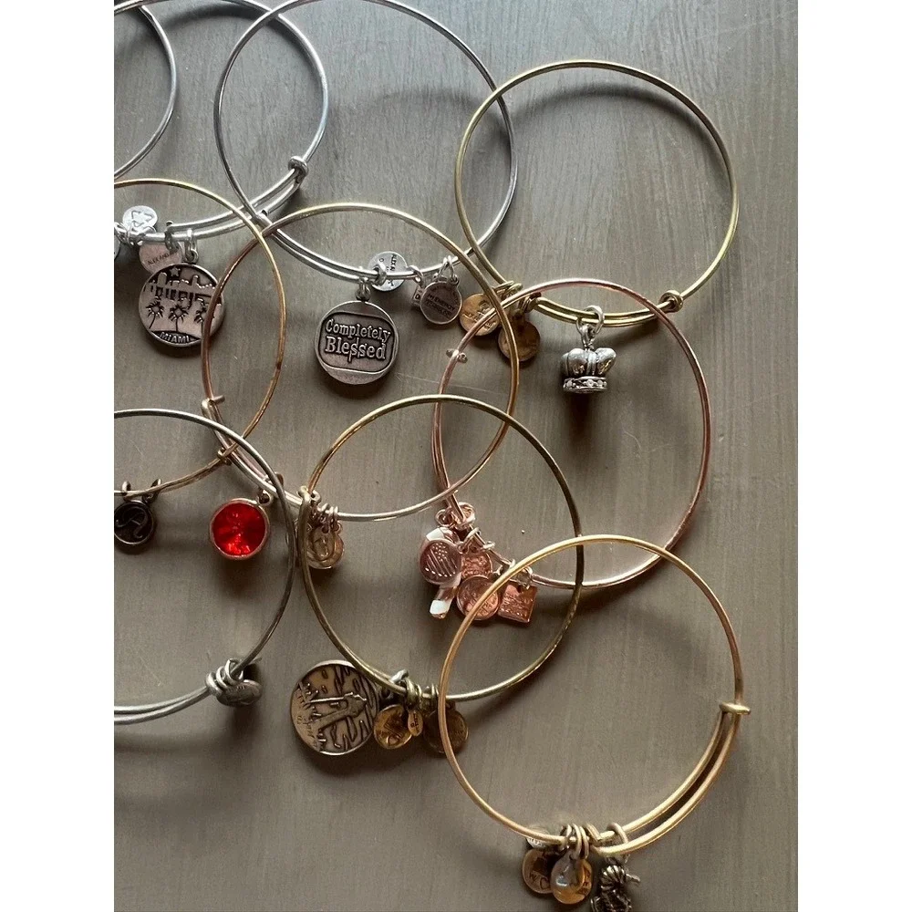 Alex and Ani Bangle Bracelet Lot 11pc Silver Gold Rose Gold Charms